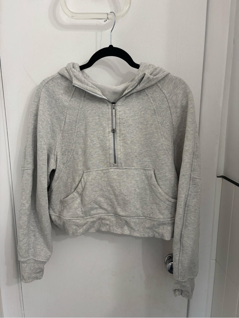 lululemon athletica Light Gray Half-Zip Hooded Sweatshirt